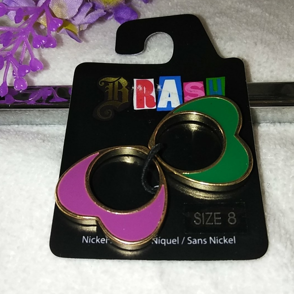 BRASH 💜2 Heart 💙 Rings Size 8❤️